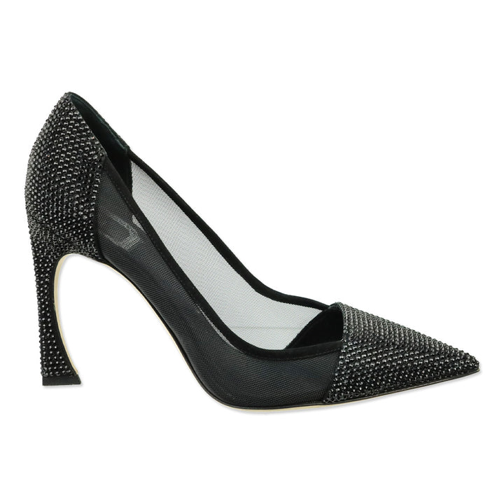 Christian Dior Desir Black Suede & Diamante Beaded Satin Pumps