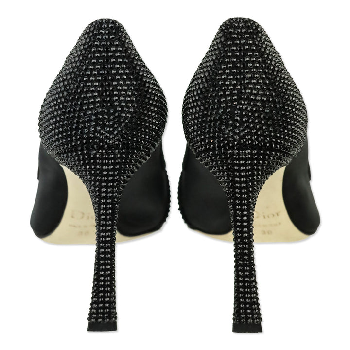 Christian Dior Desir Black Suede & Diamante Beaded Satin Pumps