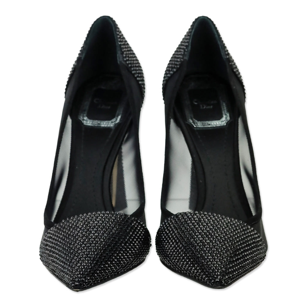 Christian Dior Desir Black Suede & Diamante Beaded Satin Pumps
