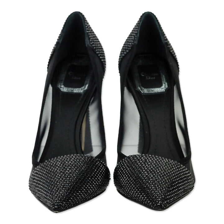 Christian Dior Desir Black Suede & Diamante Beaded Satin Pumps