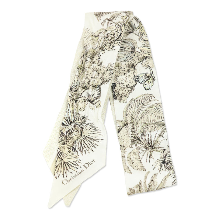 Christian Dior Cream Dioriviera Toile de Jouy Palms Mitzah Scarf