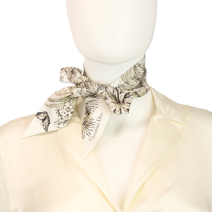 Christian Dior Cream Dioriviera Toile de Jouy Palms Mitzah Scarf