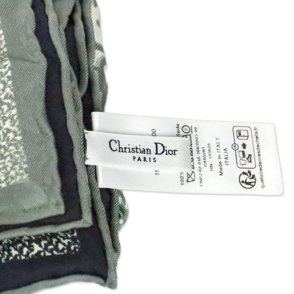 Christian Dior Gray and Navy Blue Silk Twill Dior Oblique Diortwin 90 Square Scarf