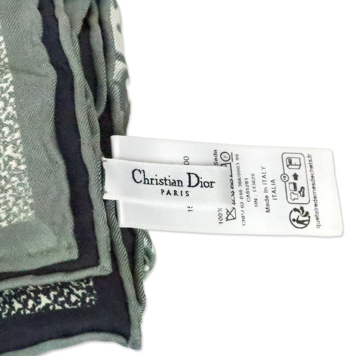 Christian Dior Gray and Navy Blue Silk Twill Dior Oblique Diortwin 90 Square Scarf