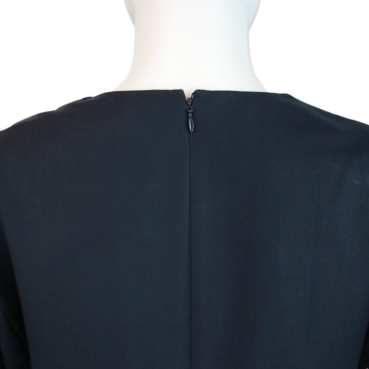 Christian Dior Navy Ruched Side Striped Detail Midi Dress