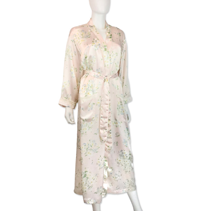 Christian Dior Pink Floral Print Satin Bathrobe