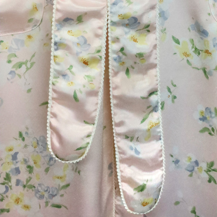 Christian Dior Pink Floral Print Satin Bathrobe