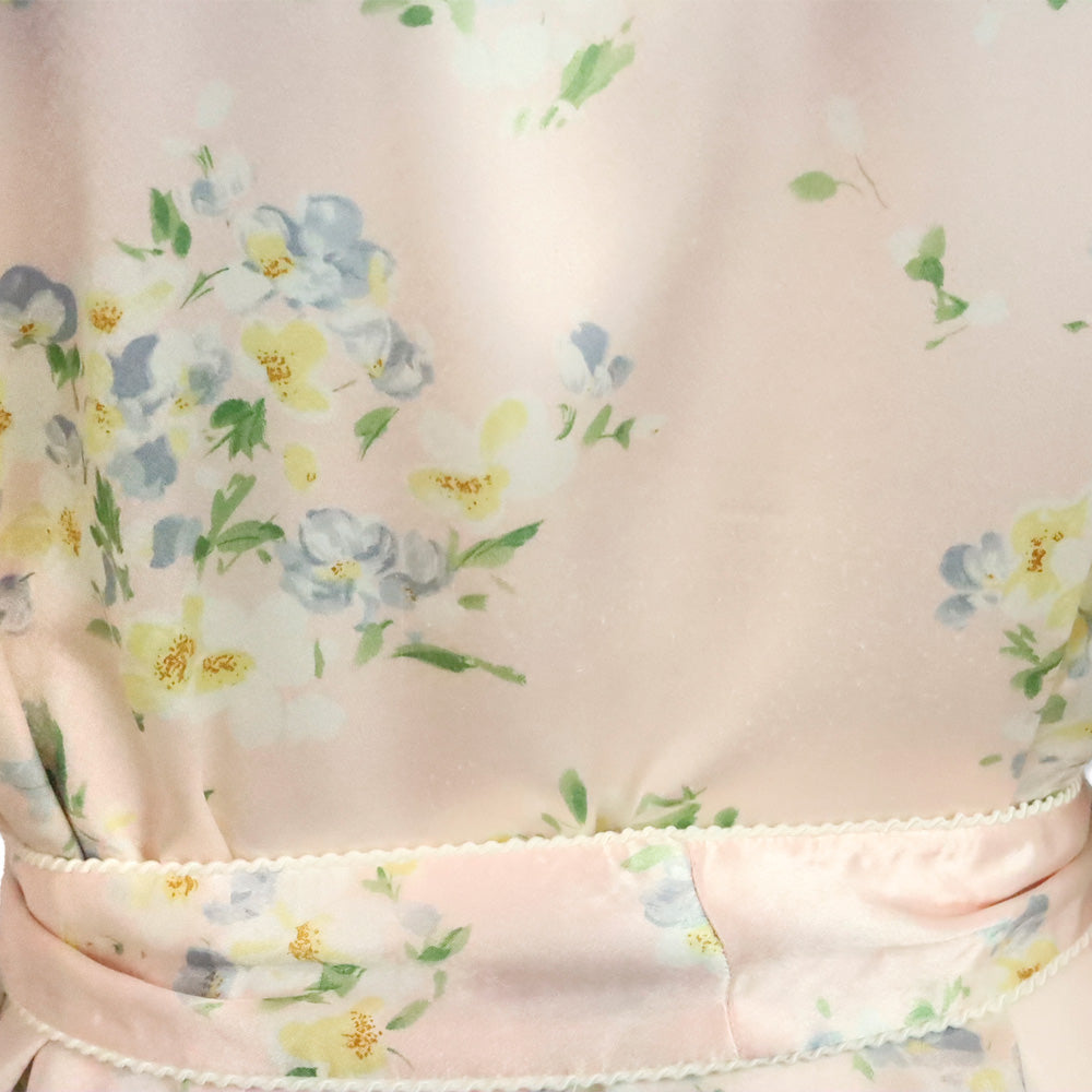Christian Dior Pink Floral Print Satin Bathrobe