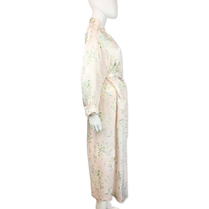 Christian Dior Pink Floral Print Satin Bathrobe