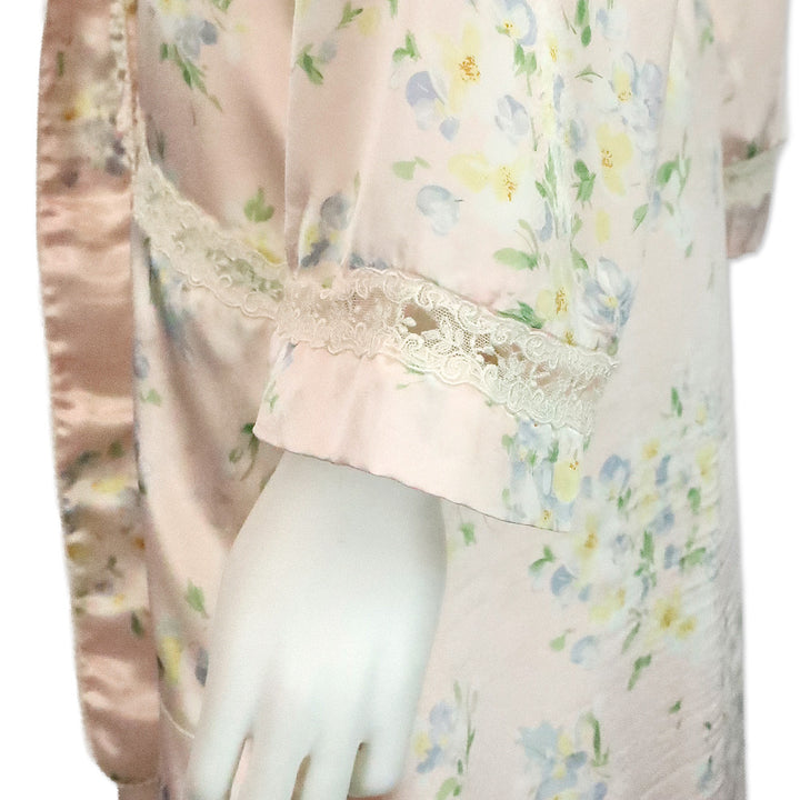 Christian Dior Pink Floral Print Satin Bathrobe