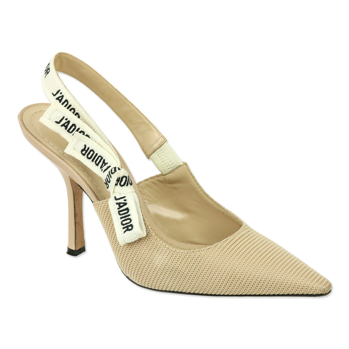 Christian Dior Powder Nude Fabric & Ribbon J'adior Slingback Sandal
