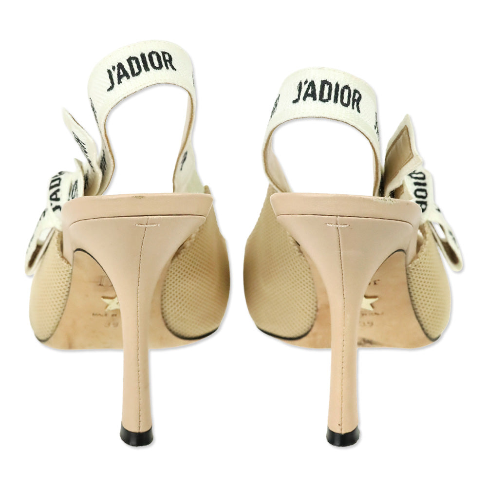 Christian Dior Powder Nude Fabric & Ribbon J'adior Slingback Sandal