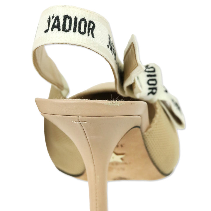 Christian Dior Powder Nude Fabric & Ribbon J'adior Slingback Sandal
