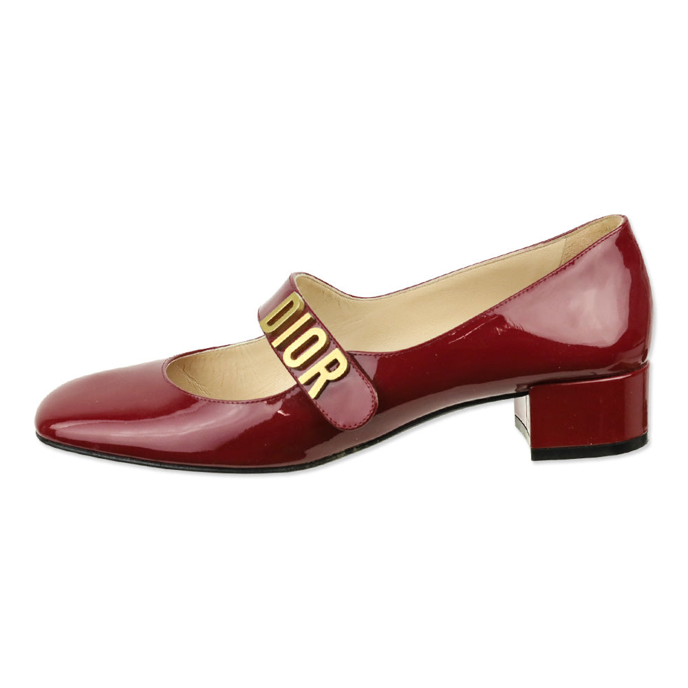 Christian Dior Burgundy Patent Leather Baby-D Mary Jane Pumps