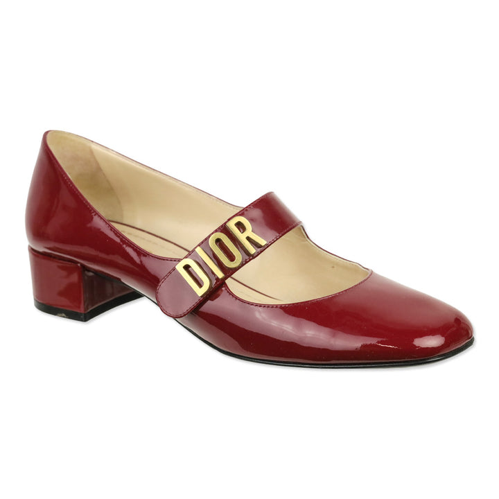 Christian Dior Burgundy Patent Leather Baby-D Mary Jane Pumps