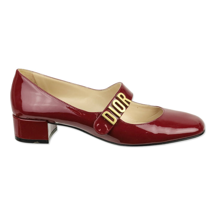 Christian Dior Burgundy Patent Leather Baby-D Mary Jane Pumps
