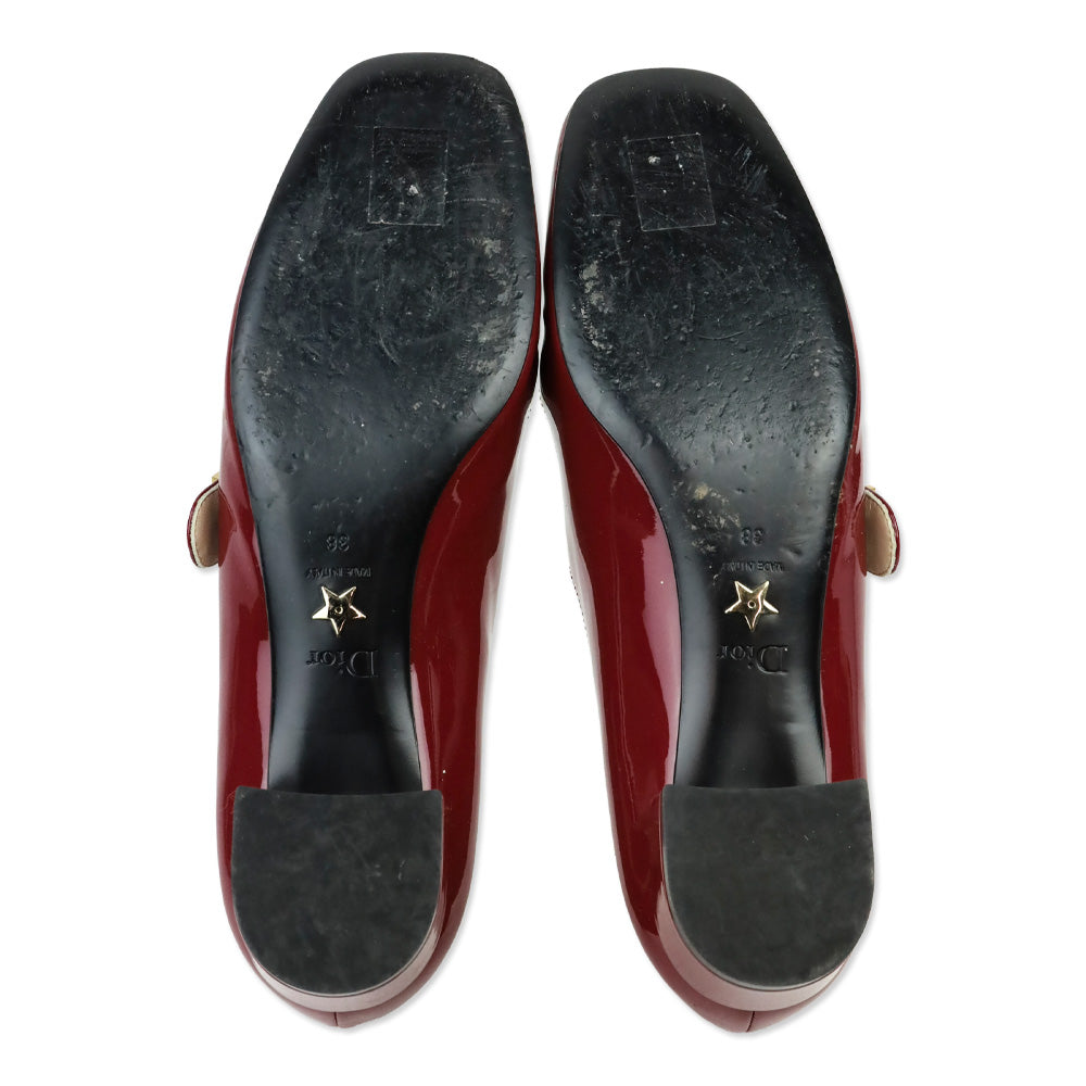 Christian Dior Burgundy Patent Leather Baby-D Mary Jane Pumps