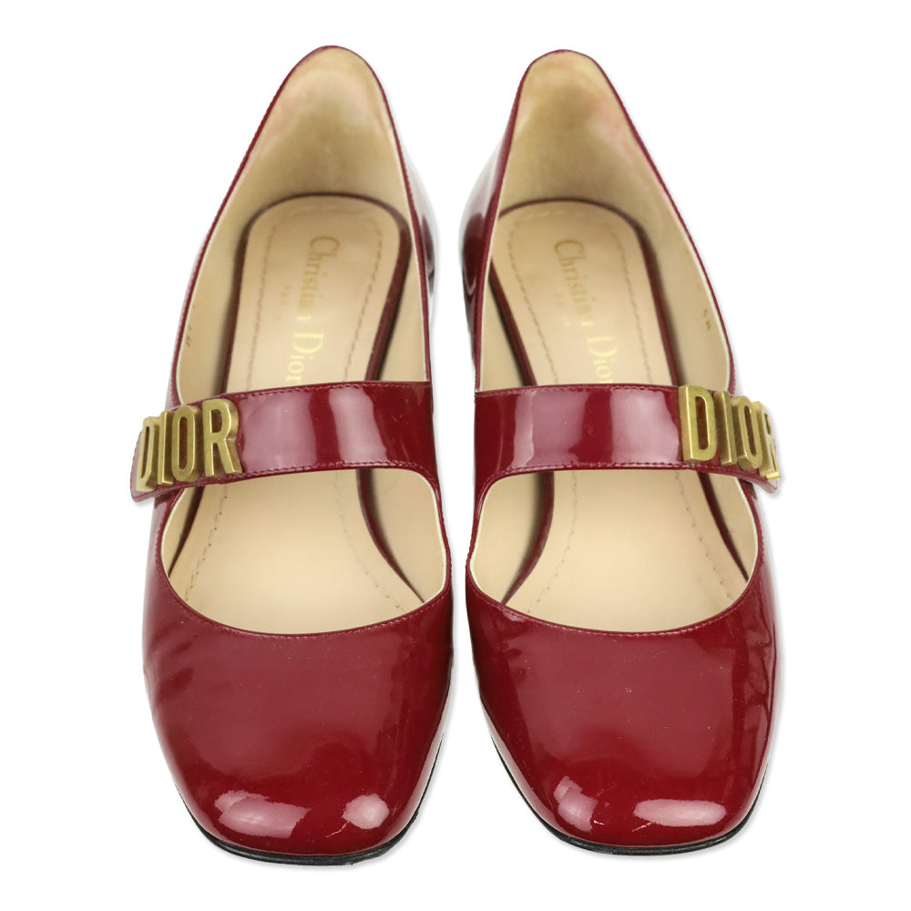 Christian Dior Burgundy Patent Leather Baby-D Mary Jane Pumps