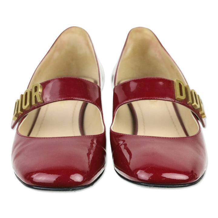 Christian Dior Burgundy Patent Leather Baby-D Mary Jane Pumps