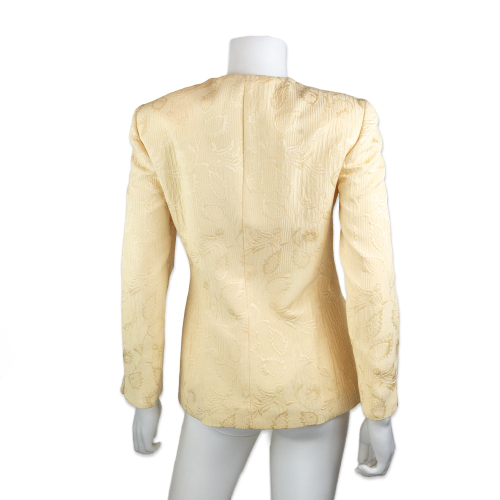 Christian Dior Yellow Floral Printed Embroidered Blazer