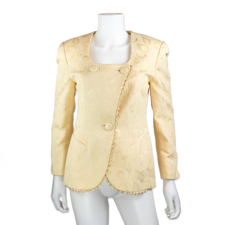 Christian Dior Yellow Floral Printed Embroidered Blazer