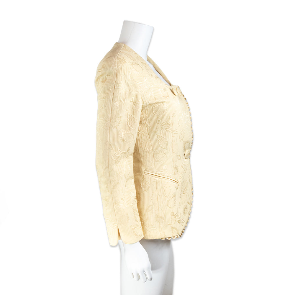 Christian Dior Yellow Floral Printed Embroidered Blazer