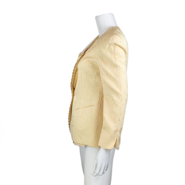 Christian Dior Yellow Floral Printed Embroidered Blazer