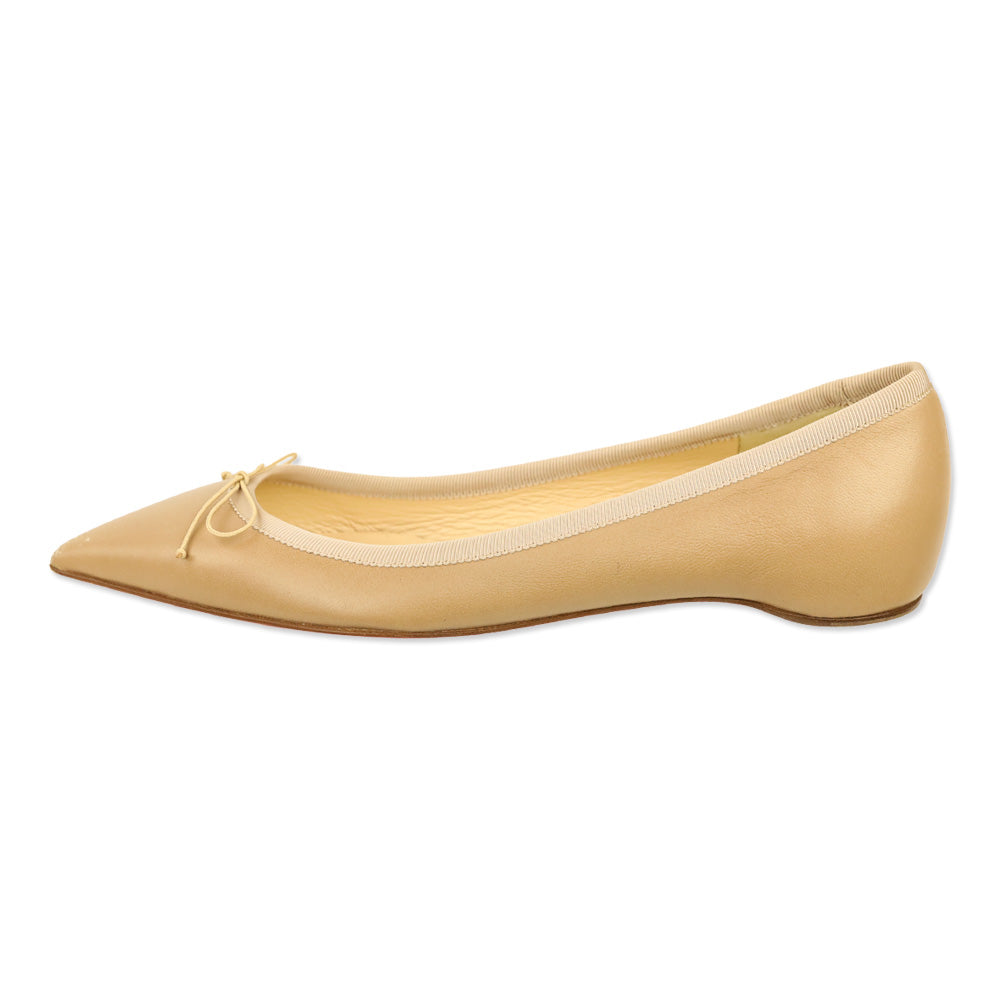Christian Louboutin Beige Leather Solasofia Pointed Ballet Flat