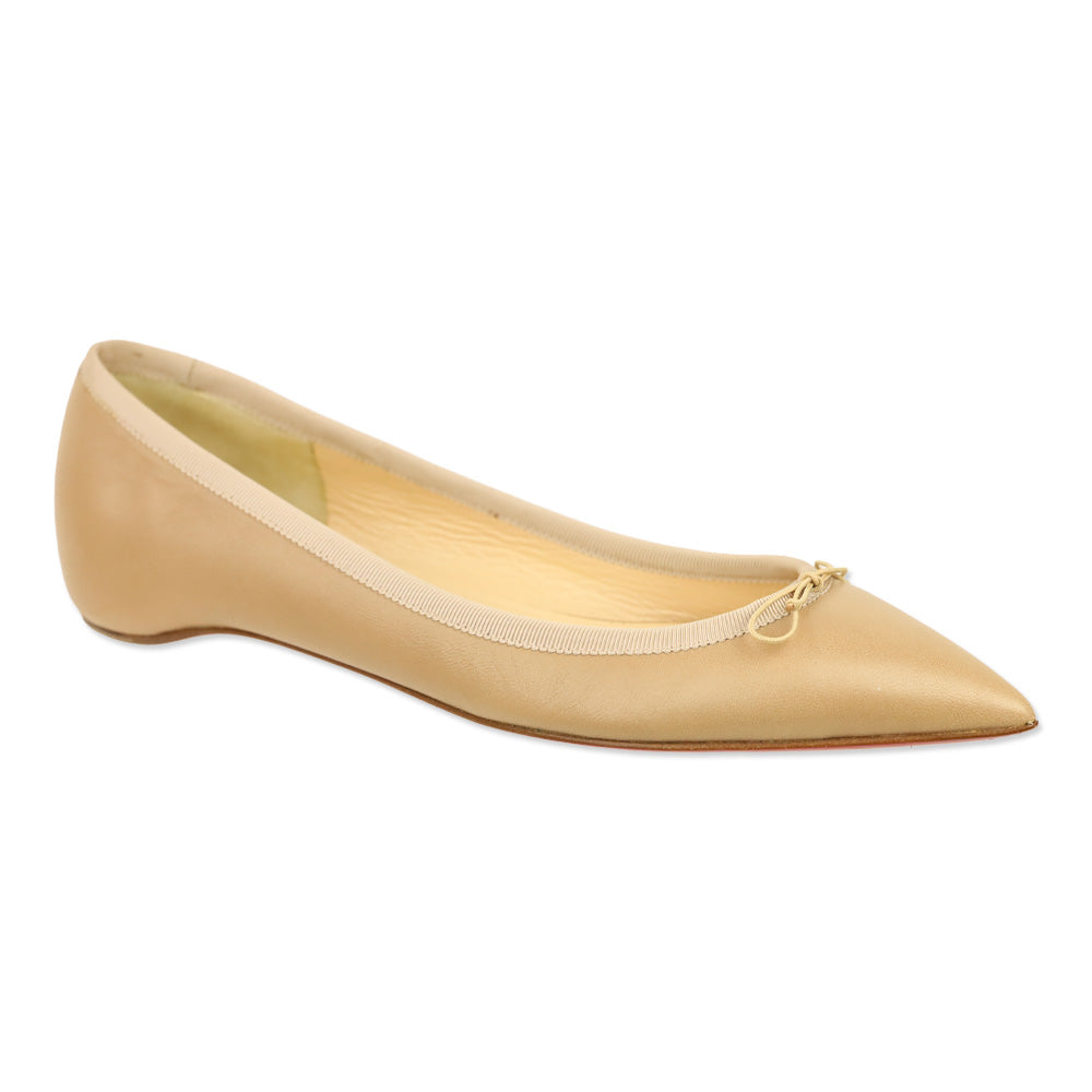 Christian Louboutin Beige Leather Solasofia Pointed Ballet Flat