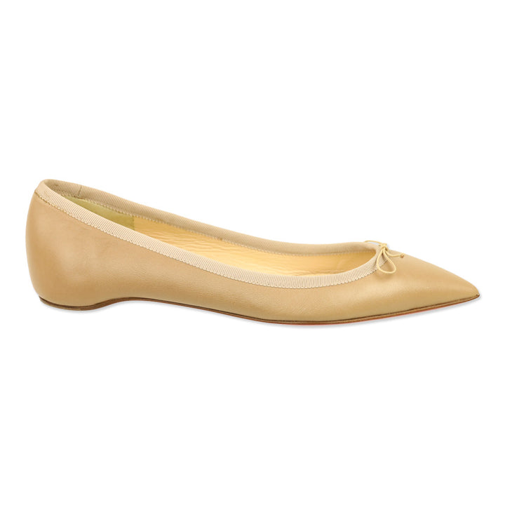 Christian Louboutin Beige Leather Solasofia Pointed Ballet Flat