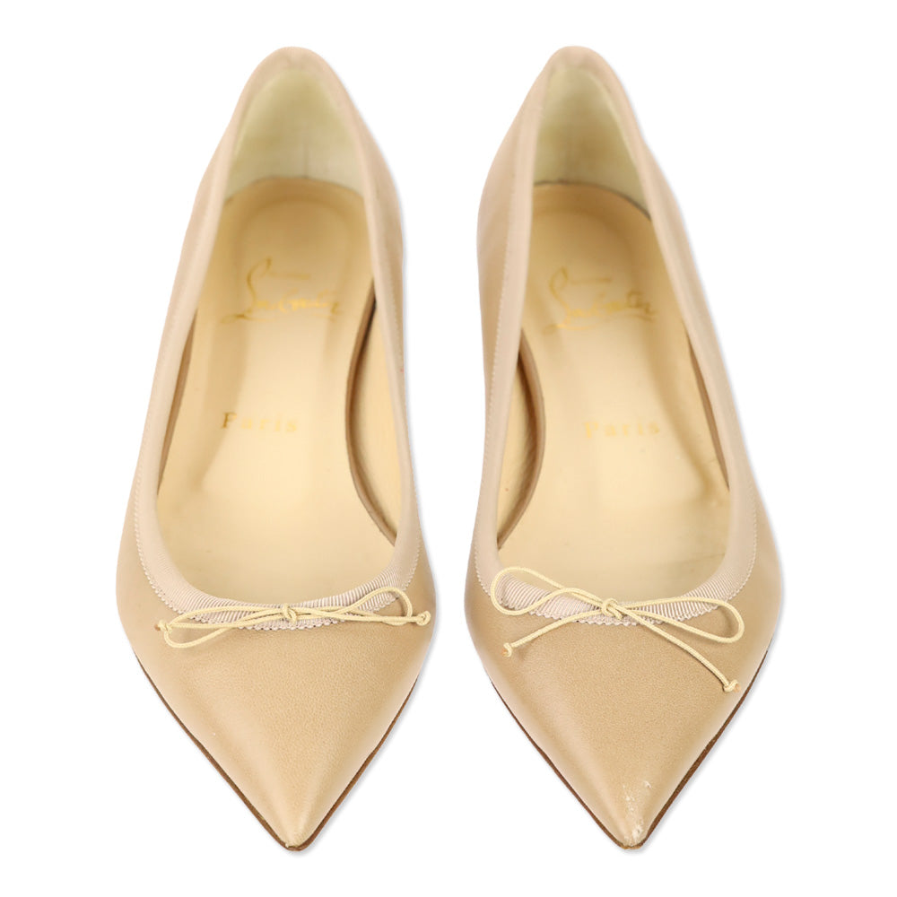 Christian Louboutin Beige Leather Solasofia Pointed Ballet Flat