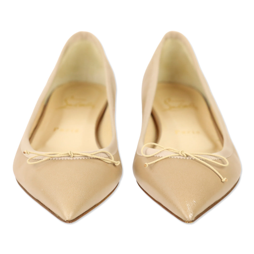 Christian Louboutin Beige Leather Solasofia Pointed Ballet Flat