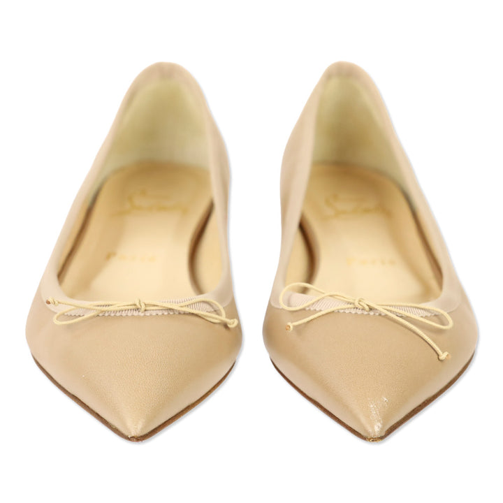 Christian Louboutin Beige Leather Solasofia Pointed Ballet Flat