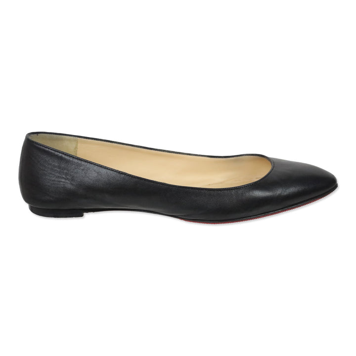 Christian Louboutin Black Leather Ballet Flats