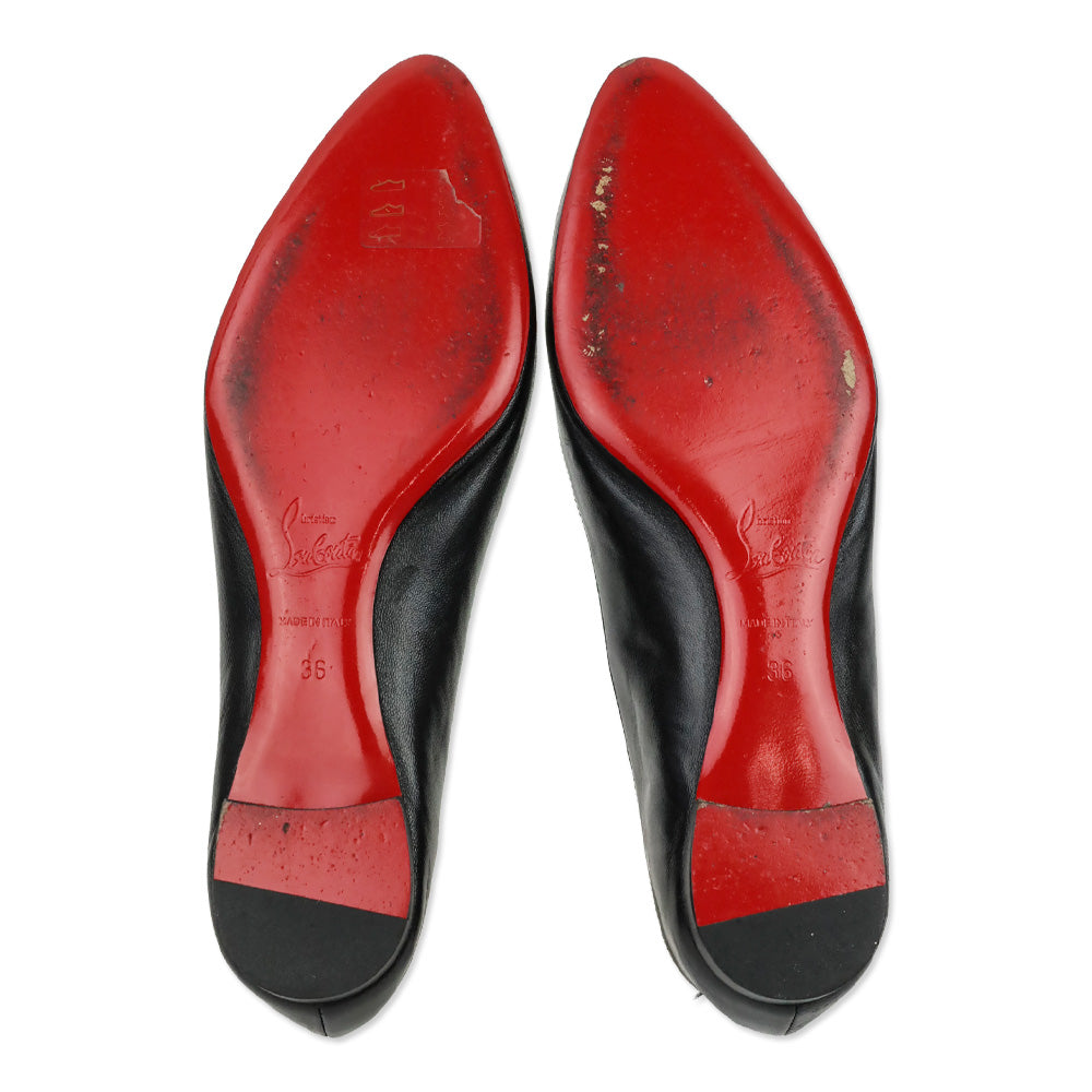 Christian Louboutin Black Leather Ballet Flats