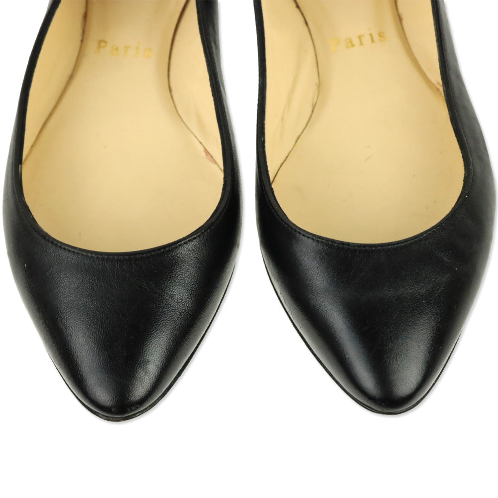 Christian Louboutin Black Leather Ballet Flats