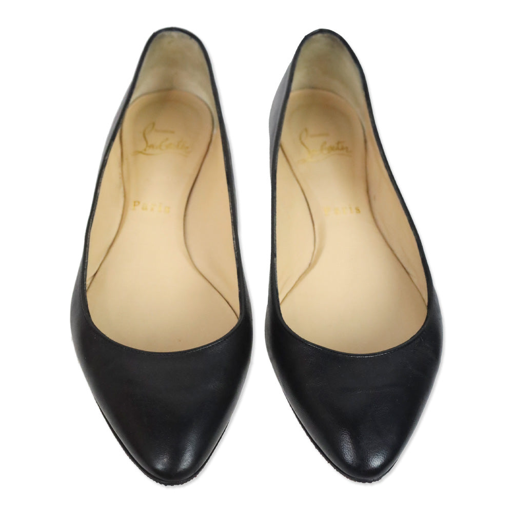 Christian Louboutin Black Leather Ballet Flats