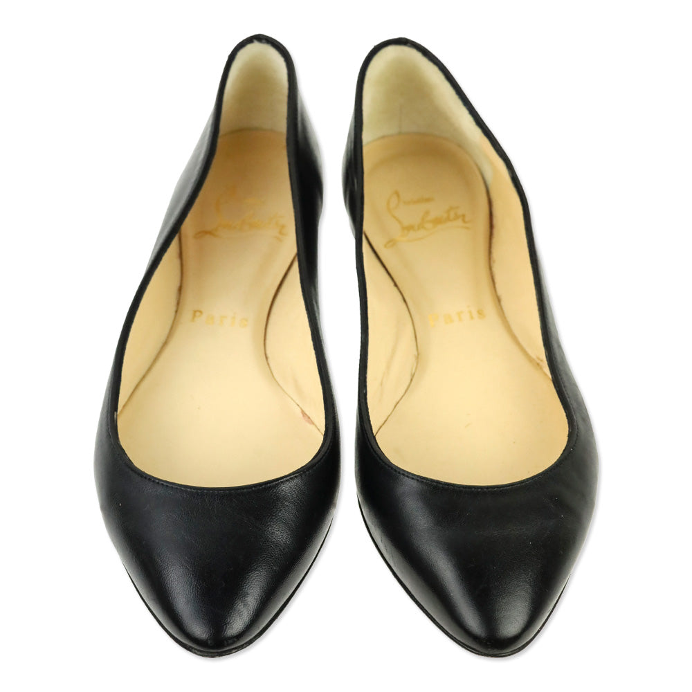 Christian Louboutin Black Leather Ballet Flats