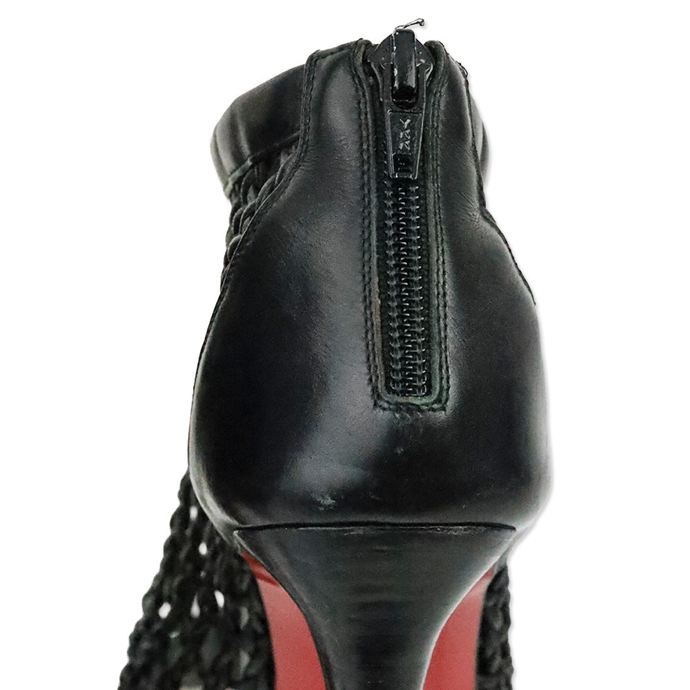 Christian Louboutin Black Leather Caged Platform Booties