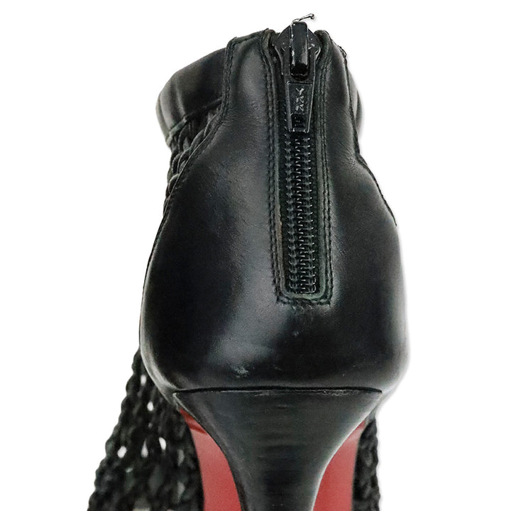 Christian Louboutin Black Leather Caged Platform Booties