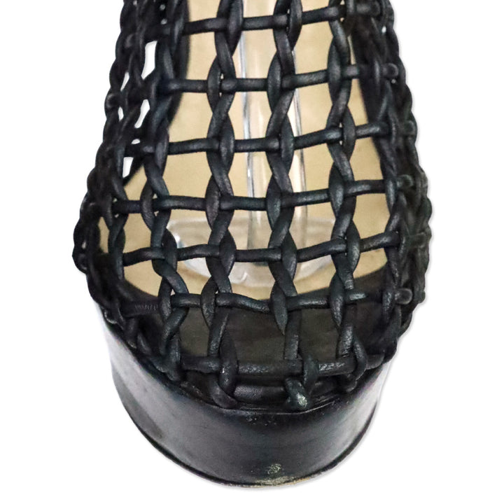 Christian Louboutin Black Leather Caged Platform Booties