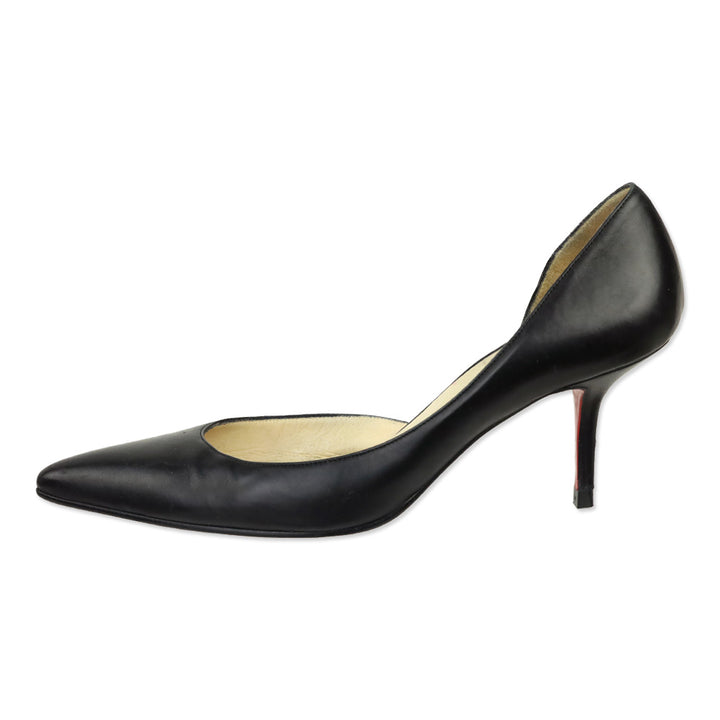 Christian Louboutin Black Leather Sixties D'Orsay Pumps