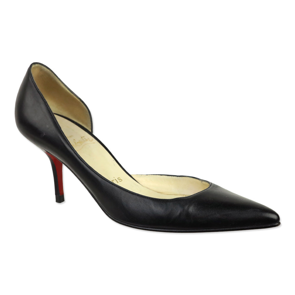 Christian Louboutin Black Leather Sixties D'Orsay Pumps