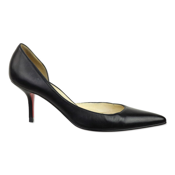 Christian Louboutin Black Leather Sixties D'Orsay Pumps