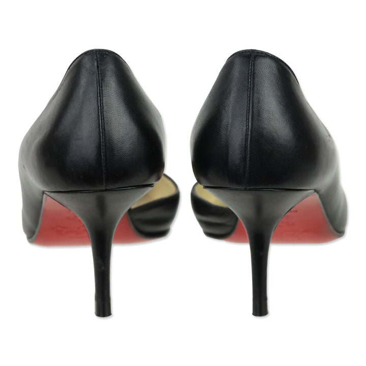 Christian Louboutin Black Leather Sixties D'Orsay Pumps