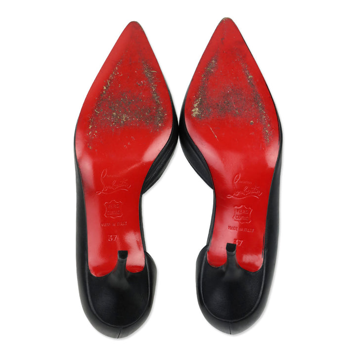 Christian Louboutin Black Leather Sixties D'Orsay Pumps