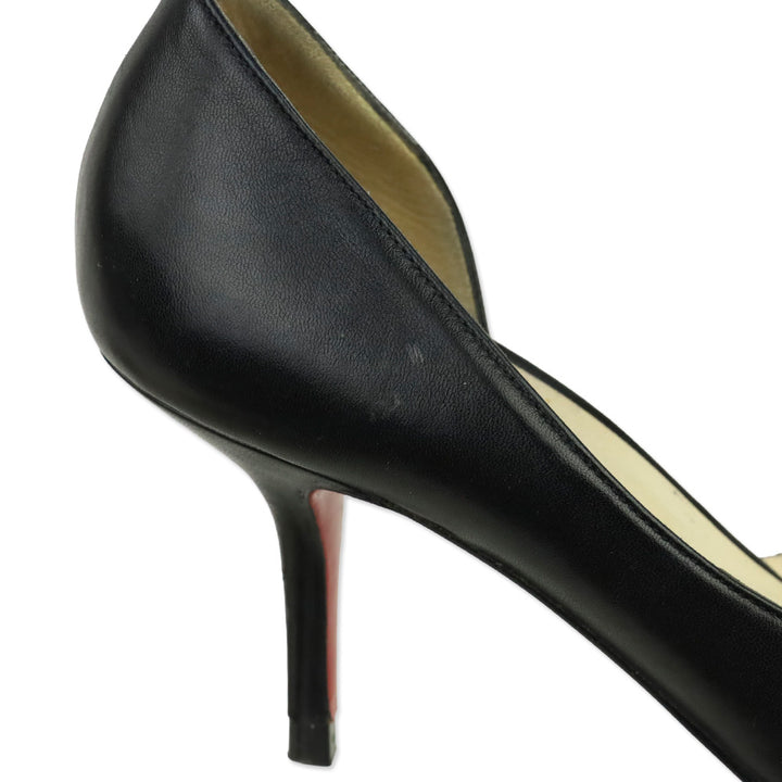 Christian Louboutin Black Leather Sixties D'Orsay Pumps