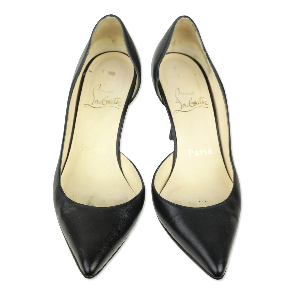 Christian Louboutin Black Leather Sixties D'Orsay Pumps