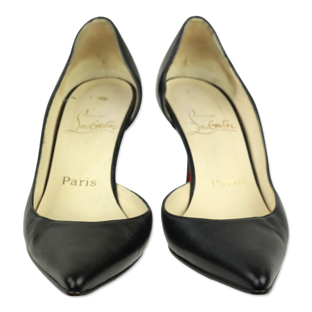 Christian Louboutin Black Leather Sixties D'Orsay Pumps