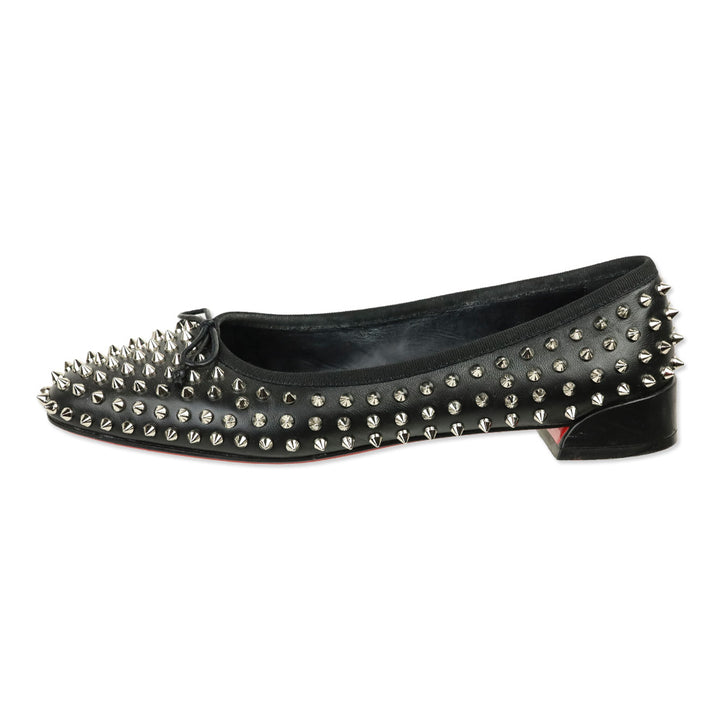 Christian Louboutin Black Leather Spiked Ballet Flats